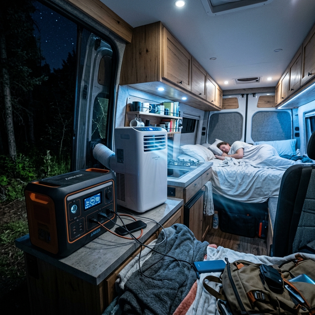 車中泊 ポータブル電源 エアコン稼働